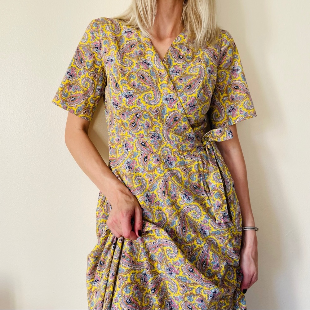 Floral Print Belted cotton boho maxi paisley Dress - Picture 9 of 10